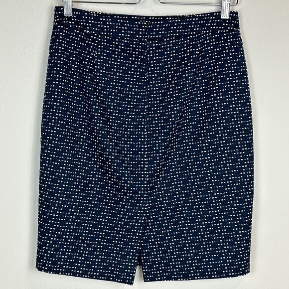 J. Crew Factory Navy Printed Pencil Skirt 2 - Picture 4 of 7